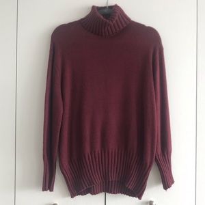 Wine Red Oversized Turtleneck